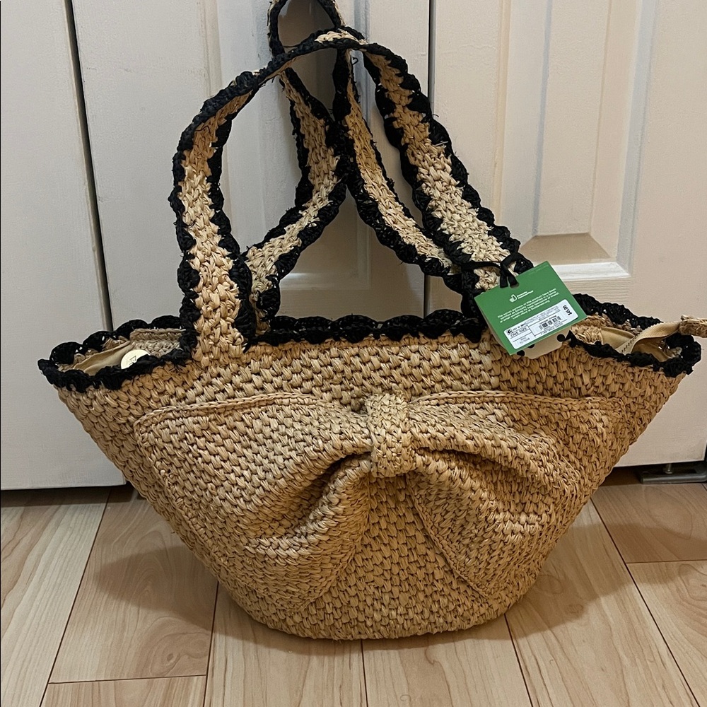 Kate Spade x Target Natural Raffia Bow Tote Bag NWT